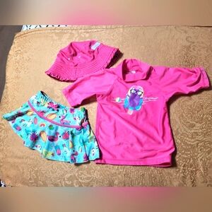 UV Skinz 3 pc swimsuit set w/hat girls 3T  #2589
